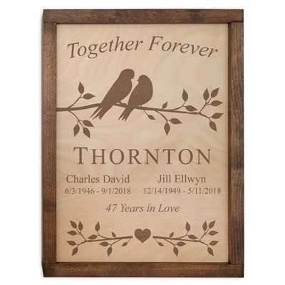Lovebirds Cremation Box (Wall Mounted Urn for Ashes)