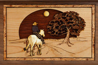 Horse Riding Home Walnut Wood Cremation Urn