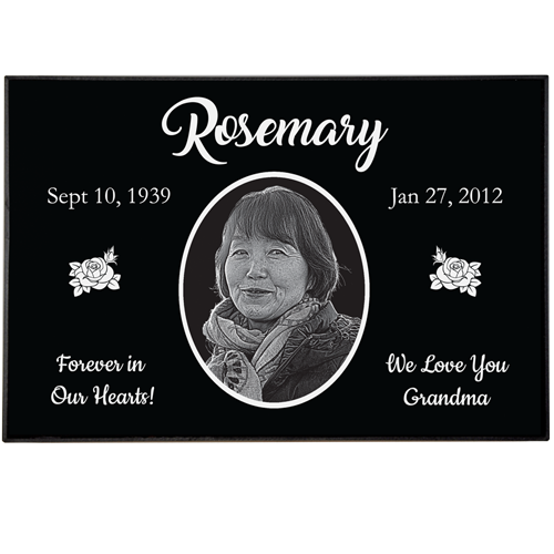 1" Thick Personalized Granite Flat Headstone - Sample