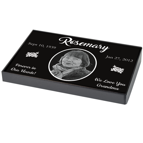 1" Thick Personalized Granite Flat Headstone - Side