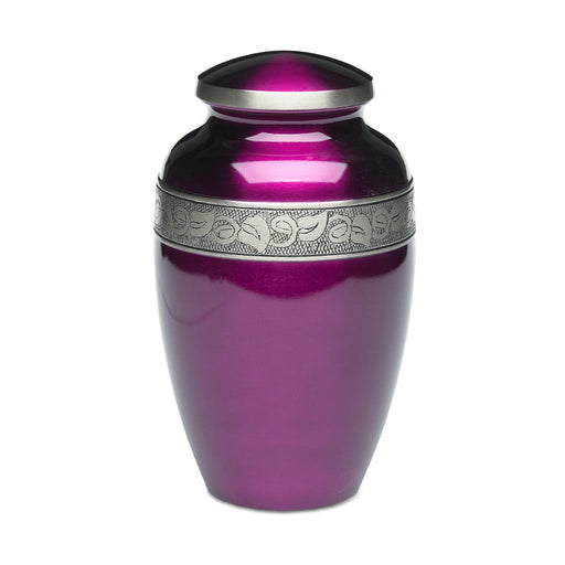 Purple Pewter Urn with Jasmine leaf art