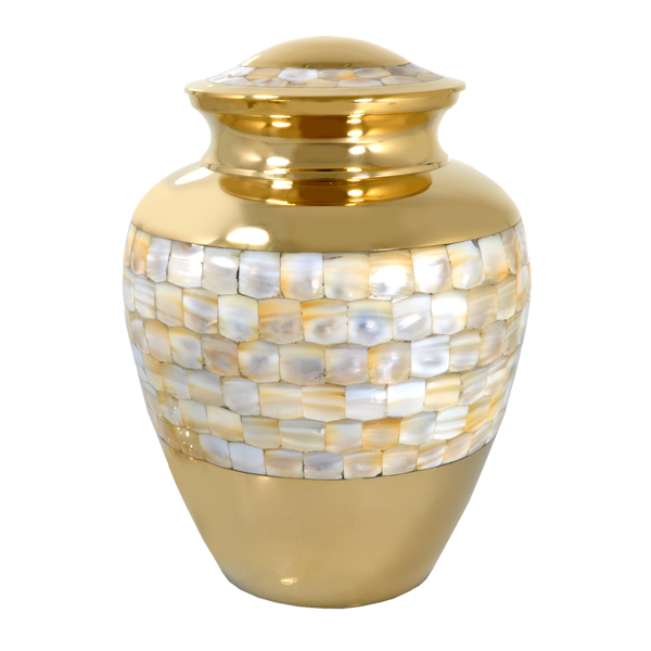 Brass Mother of Pearl Cremation Urn - Adult