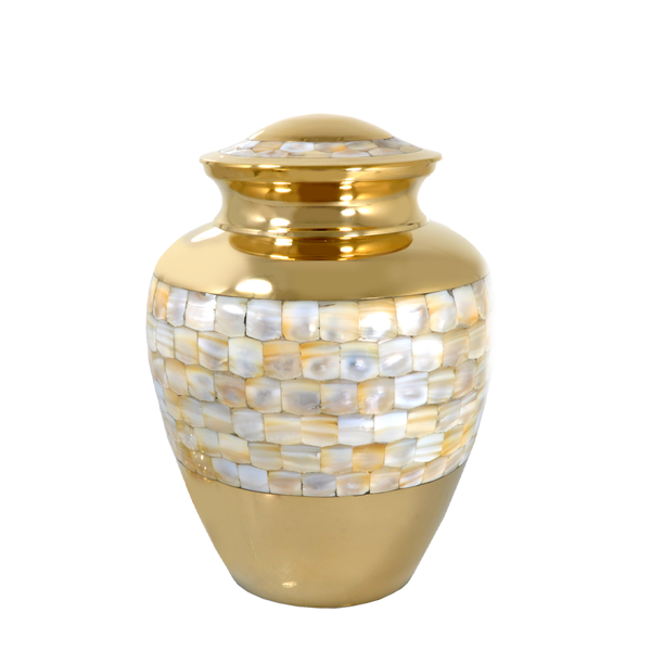 Brass Mother of Pearl Cremation Urn - Medium/Small