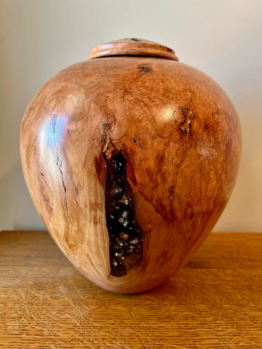 Turned cherry urn 