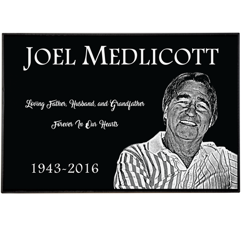 2" Thick Personalized Granite Flat Headstone - Front Sample