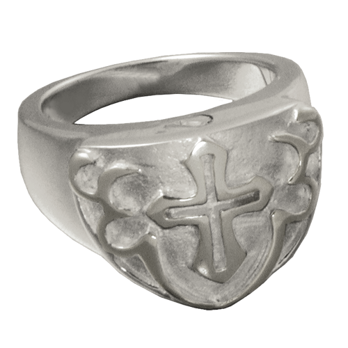 Platinum Men's Cross Cremation Ring