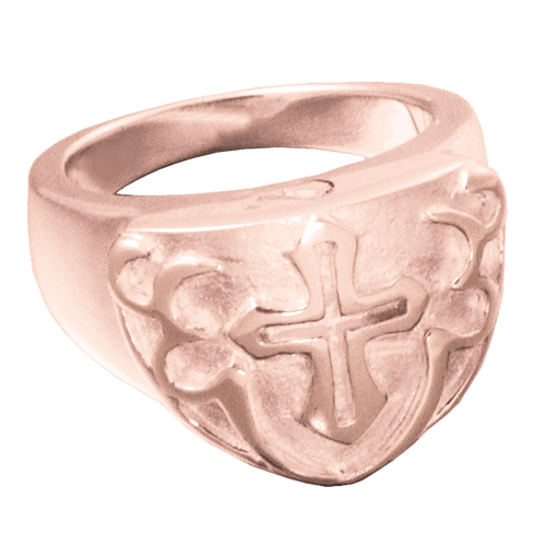 14k Rose Gold Men's Cross Cremation Ring