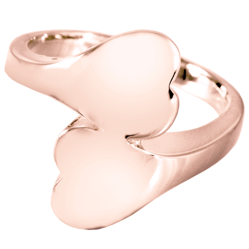 Double Heart Companion Cremation Ring in 14k Rose Gold 