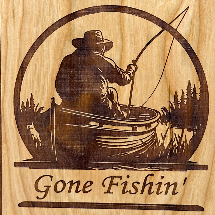 Gone Fishing Urn in Cherry