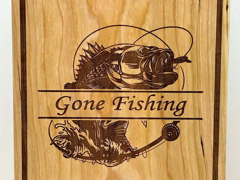 Gone Fishing Urn in Cherry