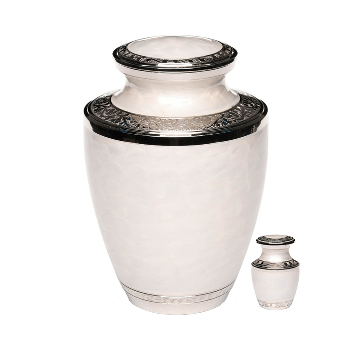 White Nickel Plated Brass Urn - Size difference 