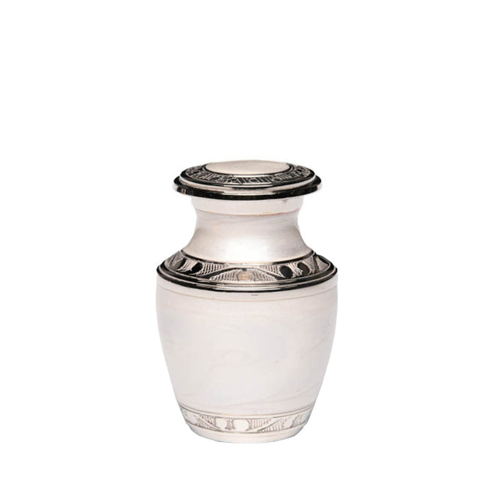 White Nickel Plated Brass Keepsake Urn