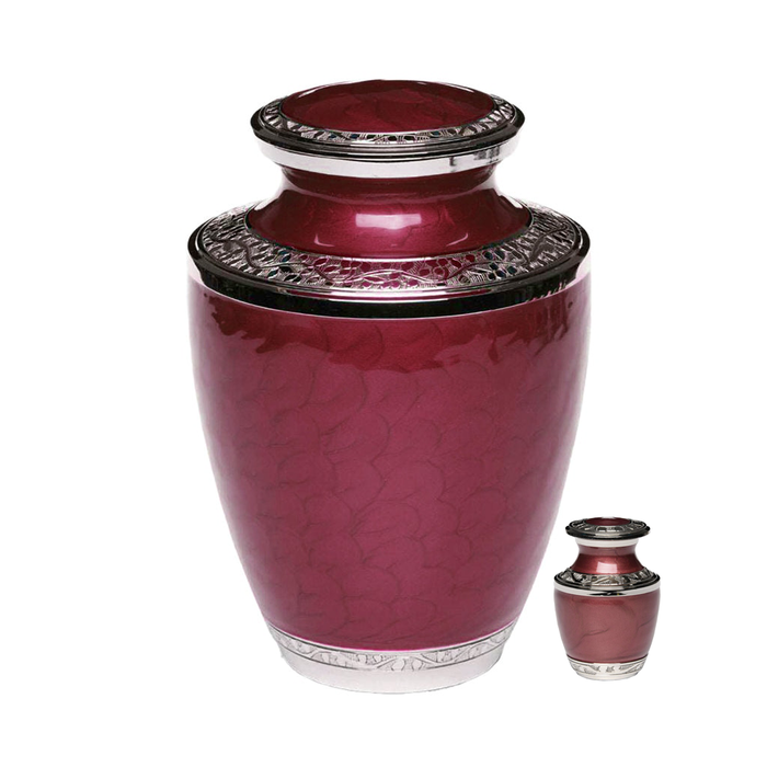 Burgundy Nickel Plated Brass Urn - Size difference 