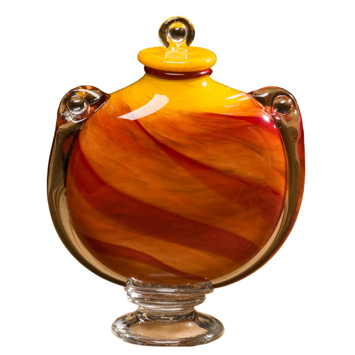 Fiery Sunset Handblown Glass Urn