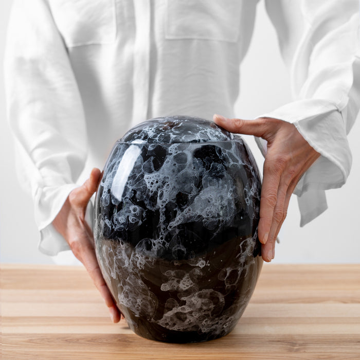 Neoteric Marbled Black Ceramic Cremation Urn