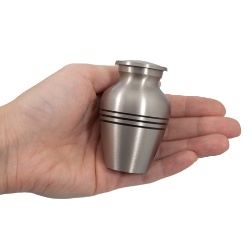 Traditional Pewter Cremation Urn - Keepsake Scale Comparison