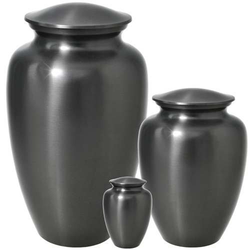 Simple Grey Brass Cremation Urn - Set
