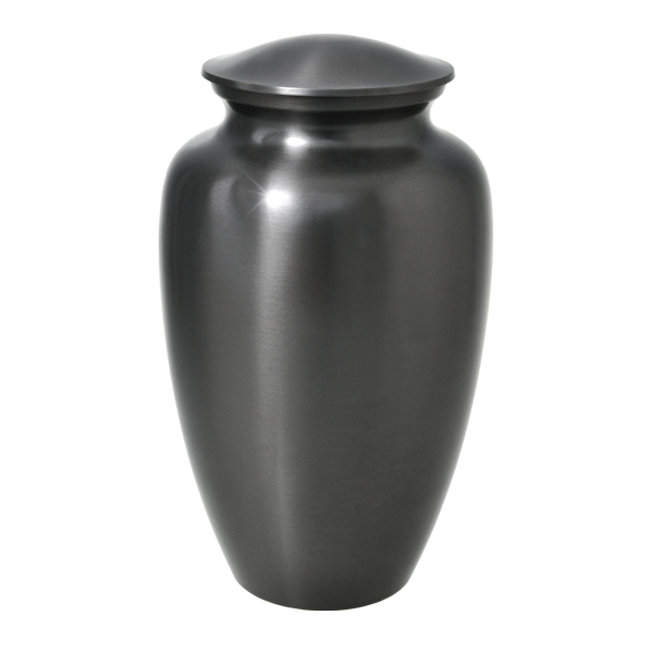 Simple Grey Brass Cremation Urn - Adult