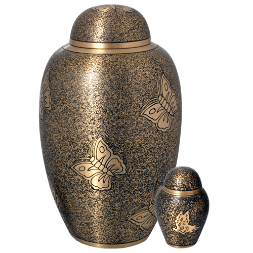 Antique Butterfly Brass Cremation Urn - All Sizes
