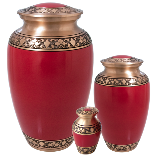 Cherry Red Brass Cremation Urn - All Sizes