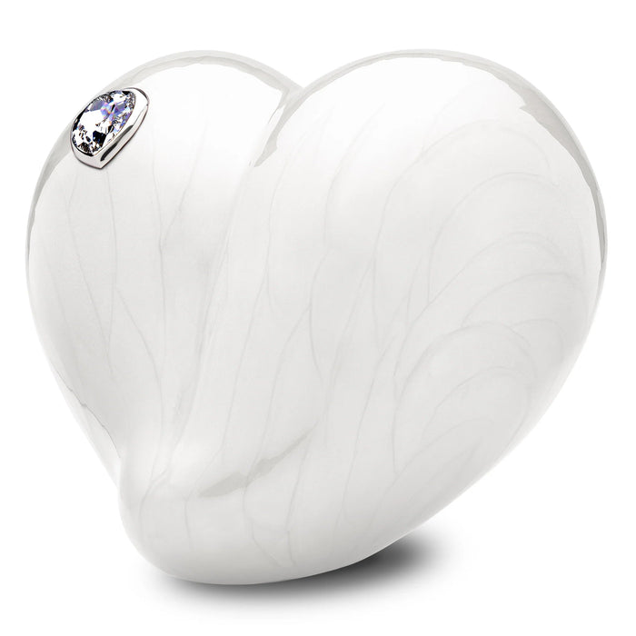 Loveheart - Heart-Shaped Metal Cremation Urn - Adult Urn in White