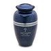 Speckled Indigo Blue Metal Cremation Urn - Engraving sample