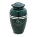 Speckled Emerald Green Metal Cremation Urn - Engraving sample