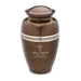 Speckled Auburn Brown Metal Cremation Urn - Engraving sample