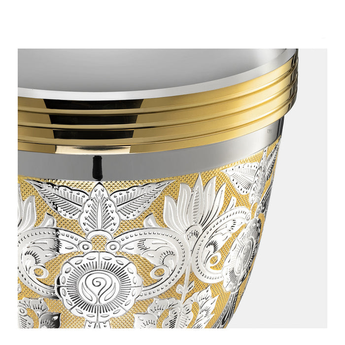 Ornate Floral Cremation Urn in Brass - Detail