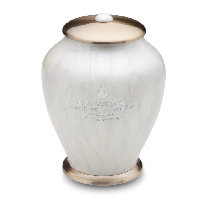 Pearl Simplicity Brass Cremation Urn - Engraving sample