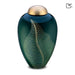 Elegant Leaf Metal Adult Urn - Green and Brushed Gold