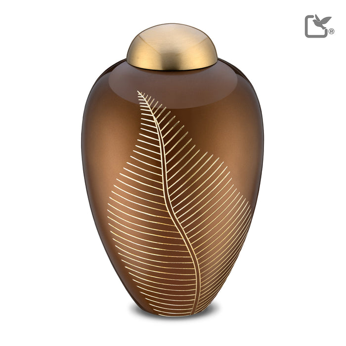 Elegant Leaf Metal Adult Urn - Bronze & Brushed Gold