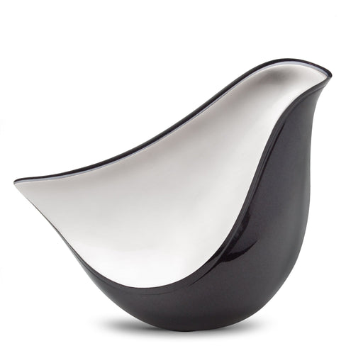 LoveBird Brass Cremation Urn in black and brushed pewter