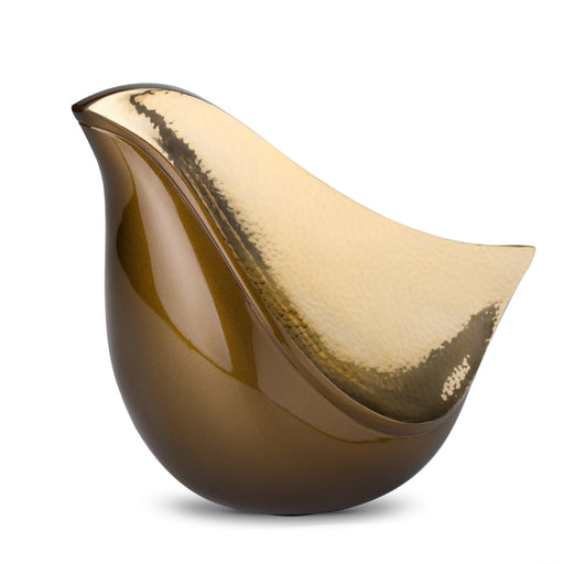 LoveBird Brass Cremation Urn in Bronze & Bronze and Hammered Gold