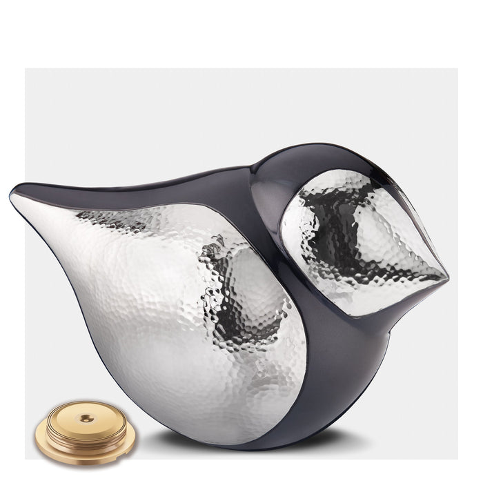 Soul Bird Brass Cremation Urn Sculpture (Female) - threaded lid at the bottom of urn