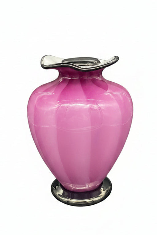 small adult glass urn mauve colors