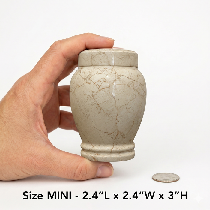 Calla - Crema Marfil Marble Urn - Mini