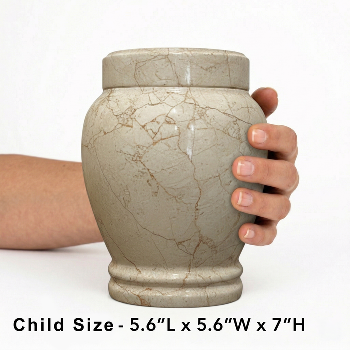 Calla - Crema Marfil Marble Urn - Child Size