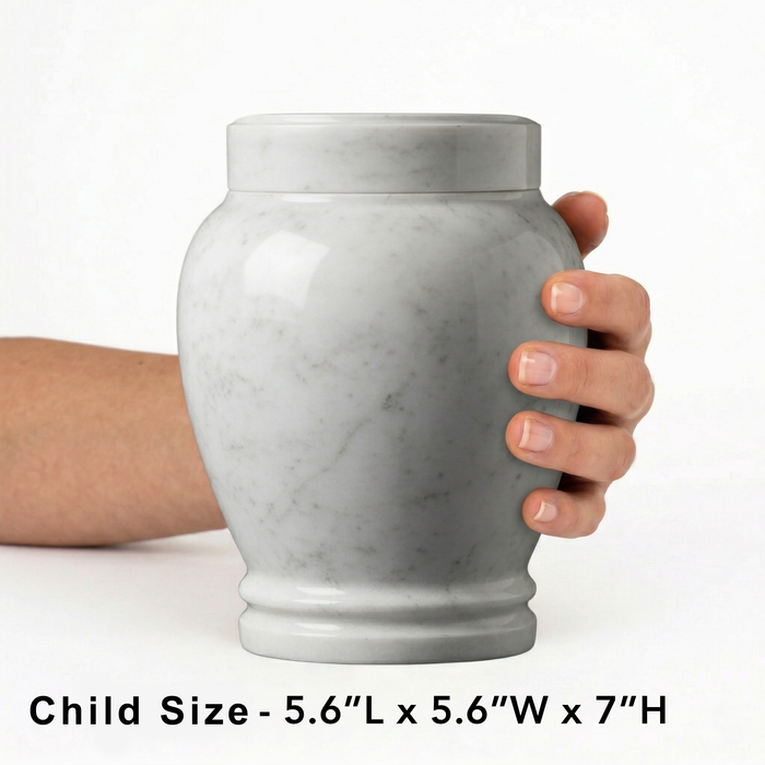 Luna - Carrara White Marble Urn - Child Size