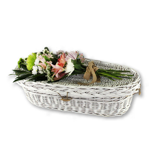 Biodegradable Child Willow Casket for Burial or Cremation (shown in 24 inches) (decorative flowers not included)