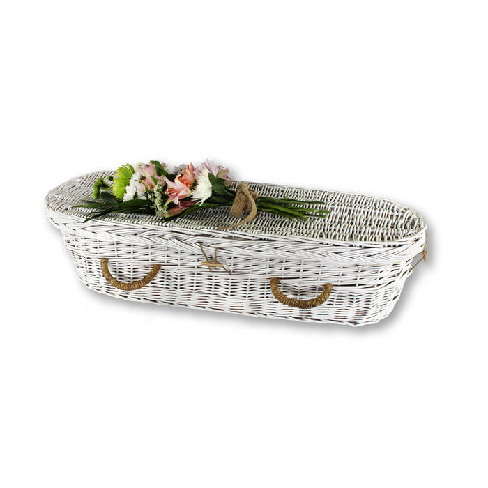 Biodegradable Child Willow Casket for Burial or Cremation (shown in 36 inches) (decorative flowers not included)