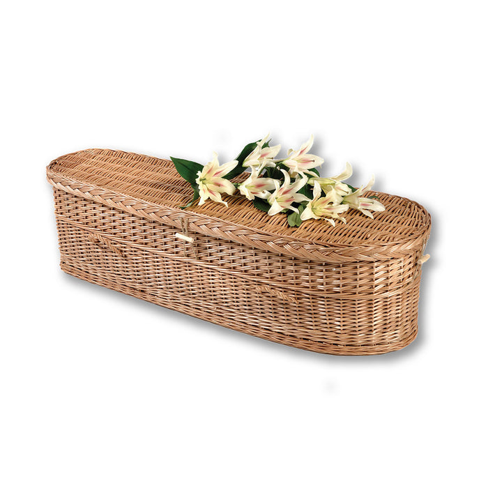 Biodegradable Child Willow Casket for Burial or Cremation (shown in 36 inches) (decorative flowers not included)