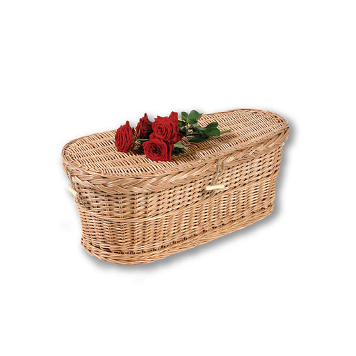 Biodegradable Child Willow Casket for Burial or Cremation (shown in 24 inches) (decorative flowers not included)