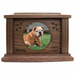 Circle Photo Framed Wooden Pet Urn - Walnut