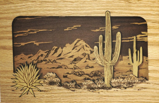 Wooden Companion Urn with 3-Dimensional Wood Art Scene