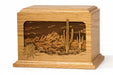Dimensional Desert Scene Wood Urn