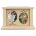 Double Oval Photo Framed Wooden Pet Urn - maple