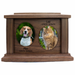 Double Oval Photo Framed Wooden Pet Urn - Walnut