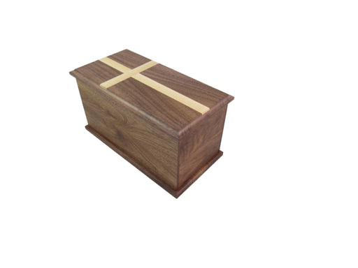 Simple Walnut Urn with Maple Cross Inlay