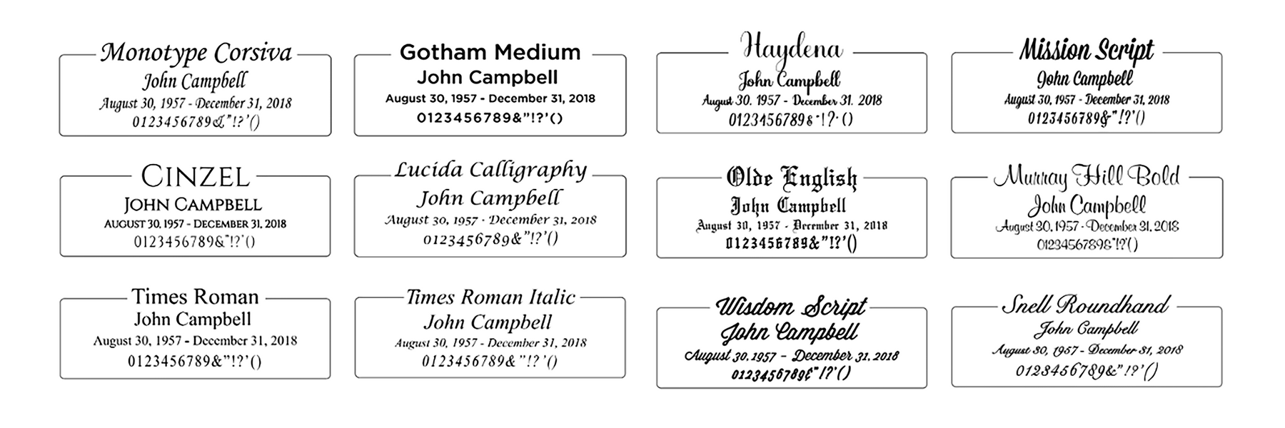 Font samples